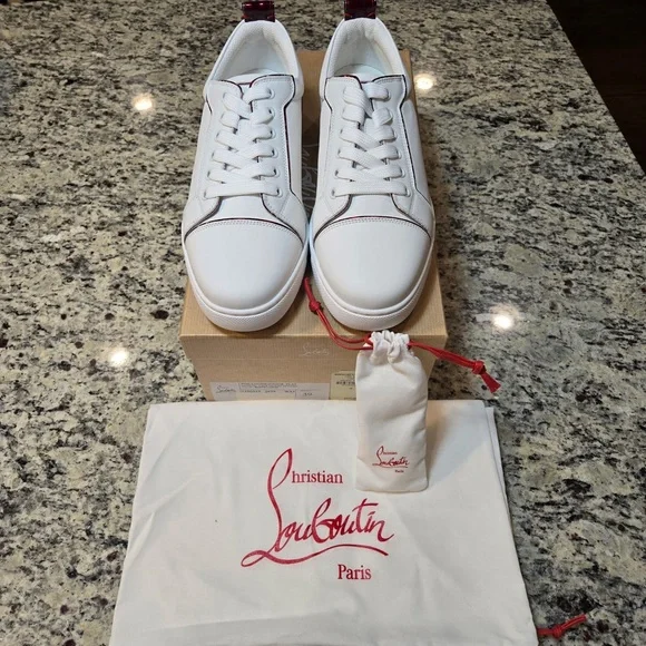 NEW Christian Louboutin Fun Louise Junior Flat White Sneakers Size 39 - Picture 2 of 12